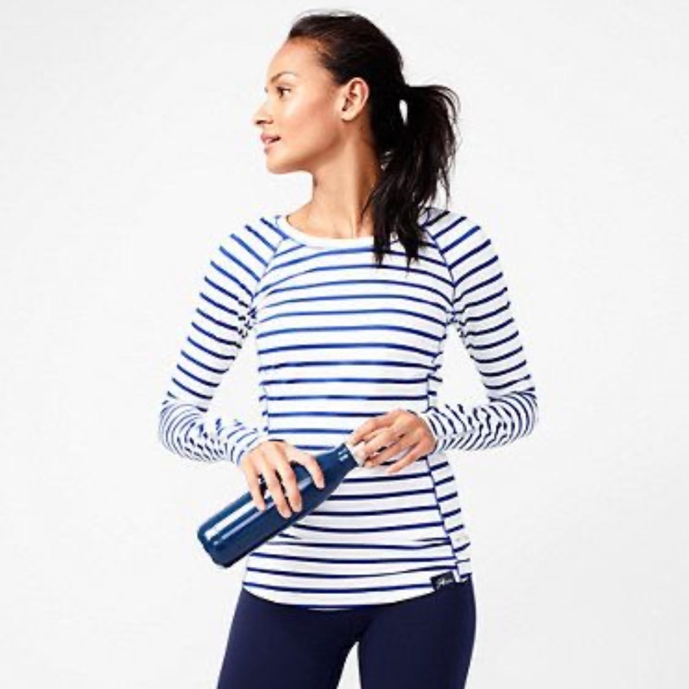 New Balance for J.Crew In Transit Navy and White Striped Long-Sleeve Tee